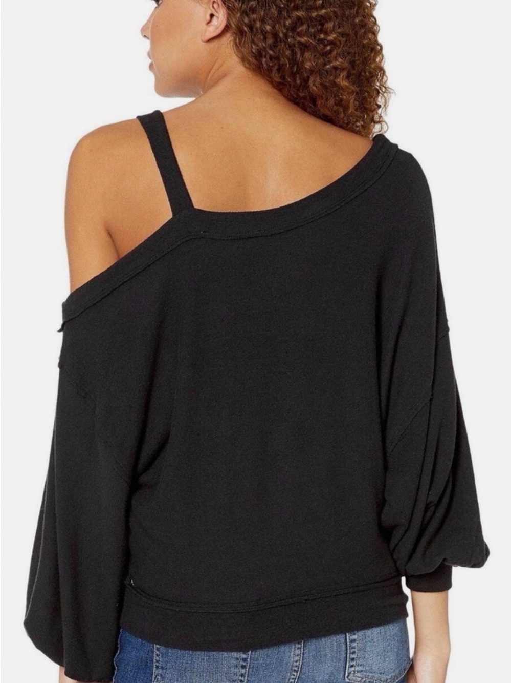 NWT Free People We The Free Flaunt It Pullover Black Off The Shoulder Top Size S - Picture 2 of 6